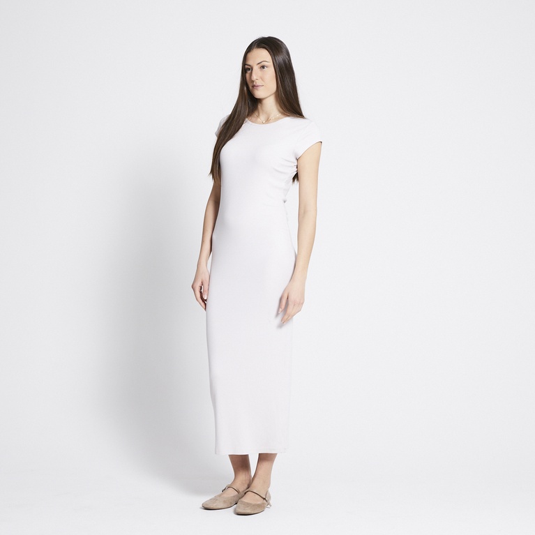 Ribbed dress "Cap sleeve dress" Ivory